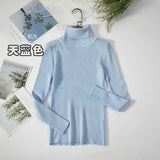 Long - sleeved turtleneck hi - neck solid color Korean style pullover sweater (24 colors) - Negative Apparel