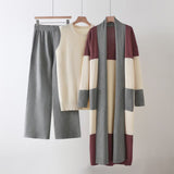 Loose cardigan jacket knitted three - piece vest wide - leg pants casual lazy co - ord set - Negative Apparel
