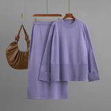 Loose knitted round neck loose skirt two - piece set - Negative Apparel