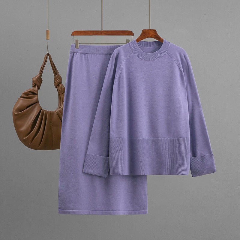 Loose knitted round neck loose skirt two - piece set - Negative Apparel