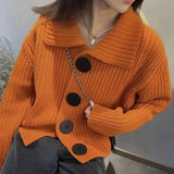 Loose Korean style large button lapel knitted cardigan - Negative Apparel