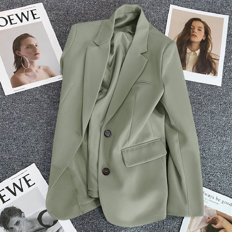 Loose Straight Blazer For Women with Black Buttons - Negative Apparel