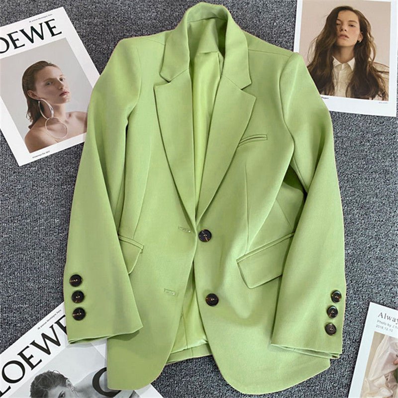 Loose Straight Blazer For Women with Black Buttons - Negative Apparel