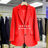 Loose Straight Blazer For Women with Black Buttons - Negative Apparel