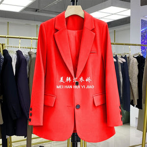 Loose Straight Blazer For Women with Black Buttons - Negative Apparel