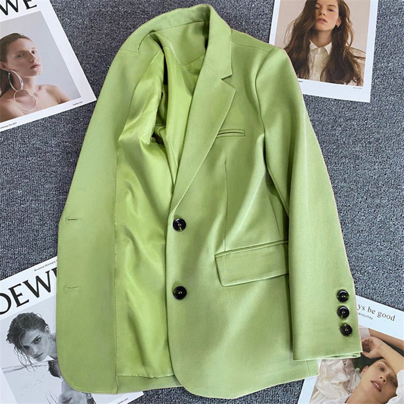 Loose Straight Blazer For Women with Black Buttons - Negative Apparel