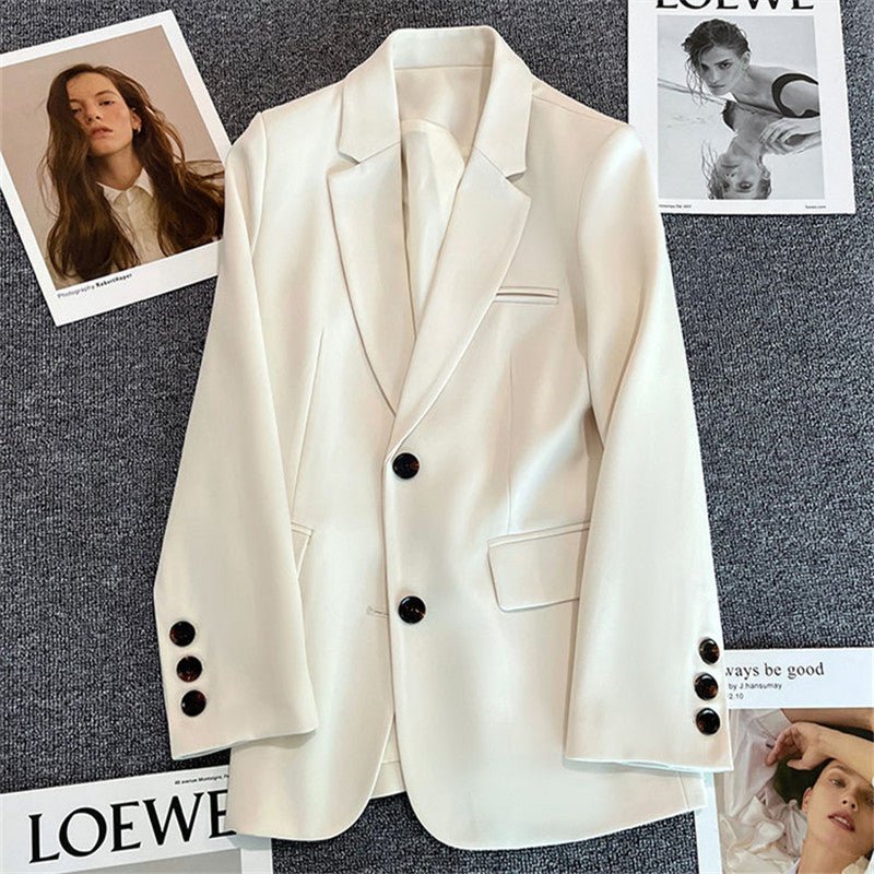 Loose straight tube slim 2025 spring Blazer for Office FD - – Negative ...