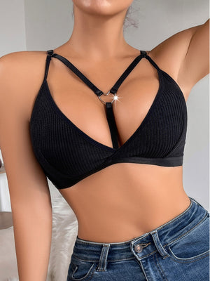 Love buckle, thin straps, small design, no steel ring, breathable, gathered, women's bra - Negative Apparel