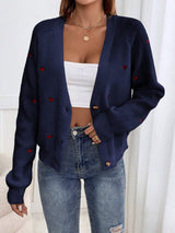 Love Pattern V - Neck Cardigan for Women – Thick Wool Knit - Negative Apparel