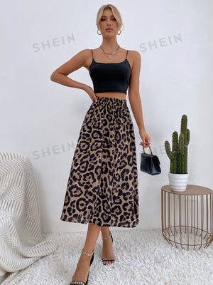 LUNE Leopard Print High Waist Skirt - Negative Apparel