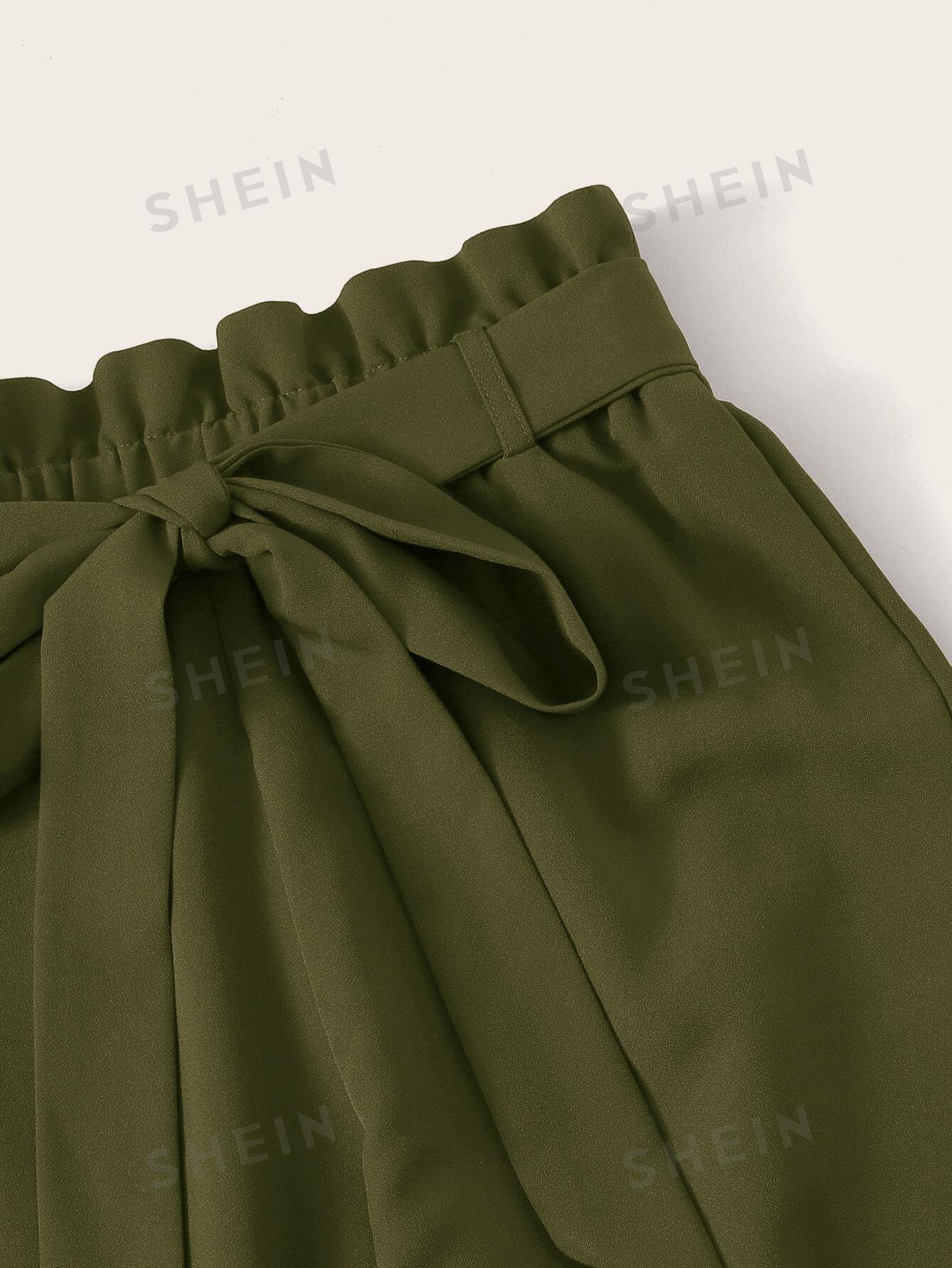 LUNE One Shoulder Top & Paperbag Waist Belted Pants Set - Negative Apparel