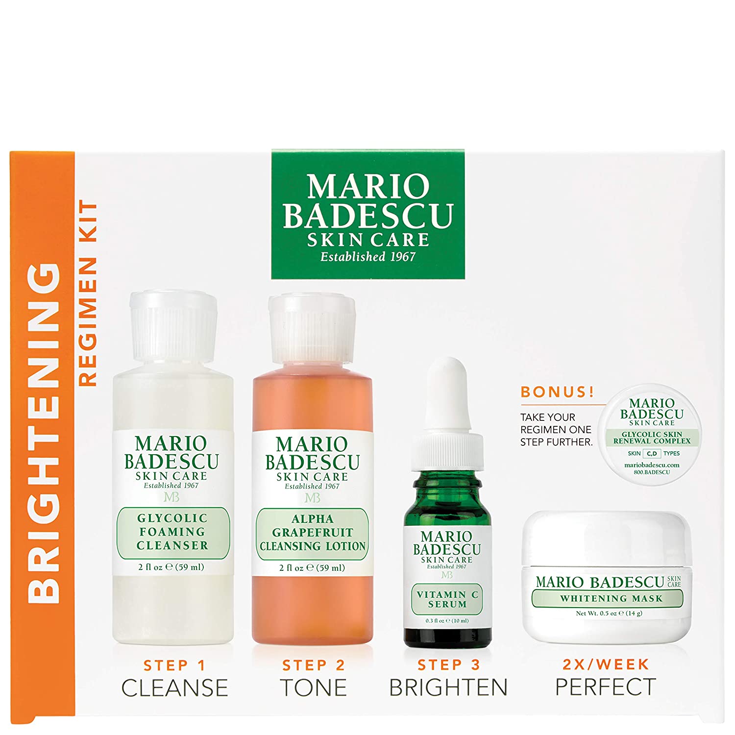 Mario Badescu The Brightening Regimen Kit New - Negative Apparel