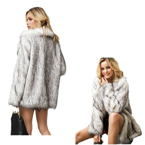 Medium - length suit jacket coat artificial fur imitation fur coat - Negative Apparel