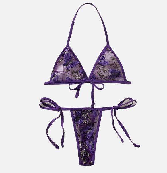 Mesh Butterfly Embroidery Lingerie Set FD - Negative Apparel