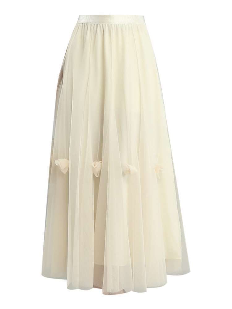 Mesh skirt women's spring and summer 2023 high waist new Korean version temperament drape gauze skirt big swing skirt - Negative Apparel