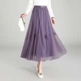 Mesh skirt women's spring and summer 2023 high waist new Korean version temperament drape gauze skirt big swing skirt - Negative Apparel