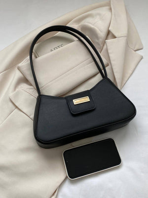 Metal Decor Bag Solid Color Shoulder Bag - Negative Apparel