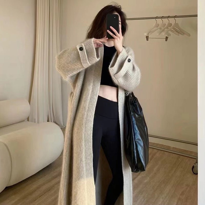 Mid - length knitted soft glutinous Korean style long sweater - Negative Apparel