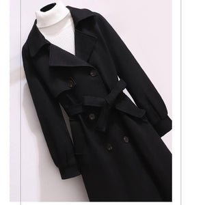 Mid - length thick woolen coat for women - Negative Apparel