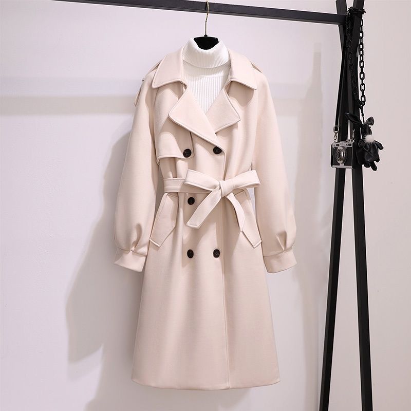 Mid - length thick woolen coat for women - Negative Apparel