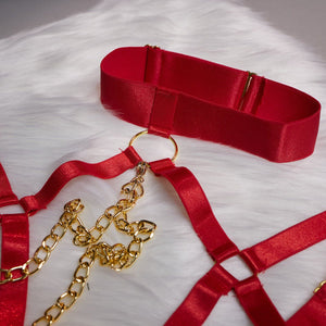 Midnight Rebel | Chain - Detail 4 - Piece Mesh Lingerie Set - Negative Apparel