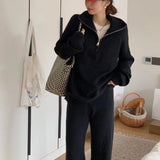 Milk gentle wind wear suit loose pullover sweater and wide leg pants - Negative Apparel