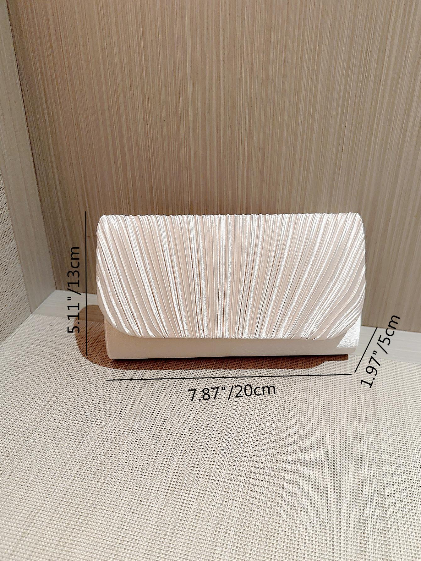 Mini Envelope Bag Ruched Detail Fashionable For Party Pleated Metal Chain Flap Clutch, Elegant Textured Party Purse, Classic Banquet Dinner Evening Bag - Negative Apparel