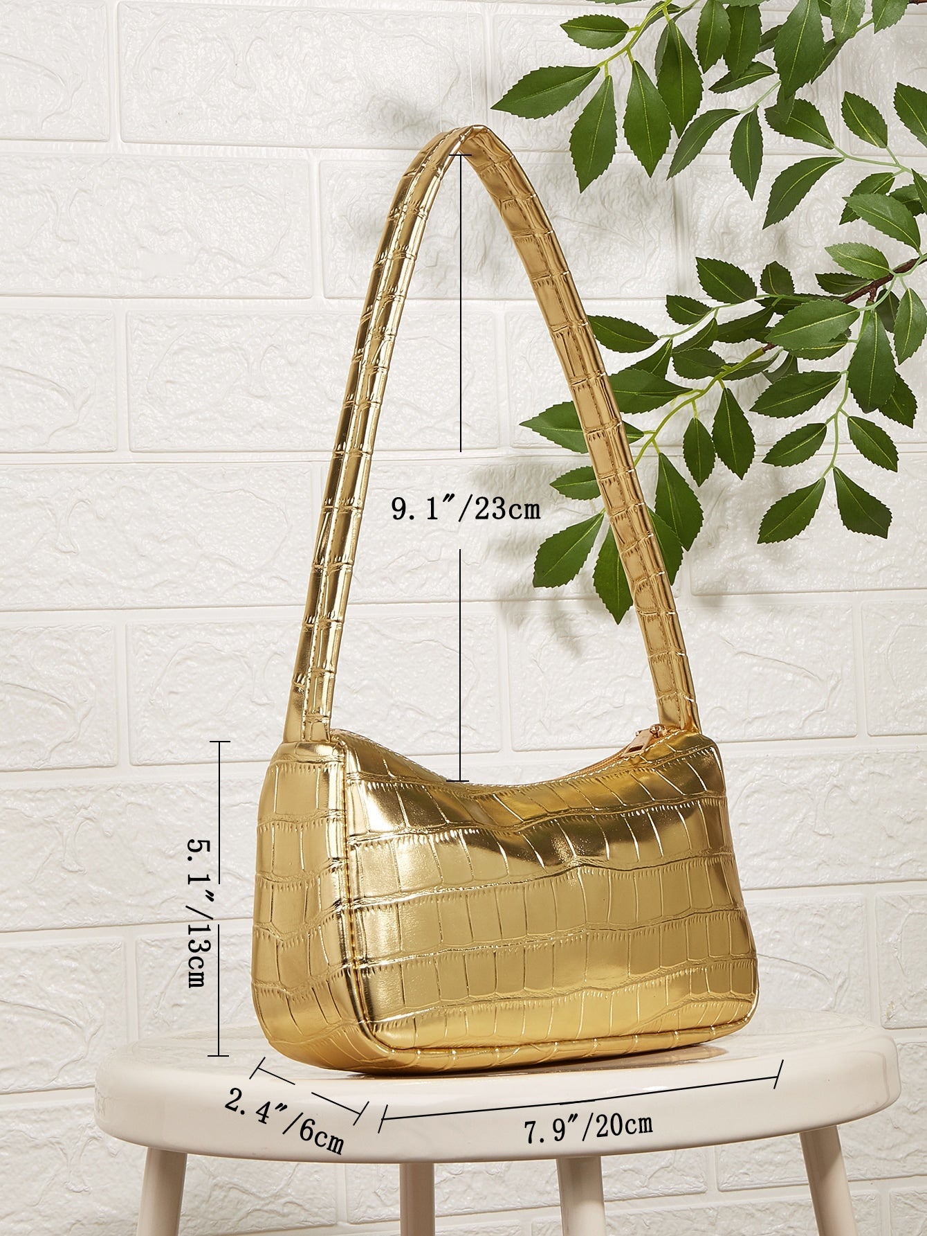 Mini Metallic Crocodile Embossed Bag - Negative Apparel