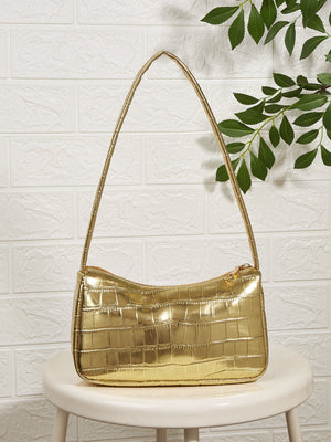 Mini Metallic Crocodile Embossed Bag - Negative Apparel