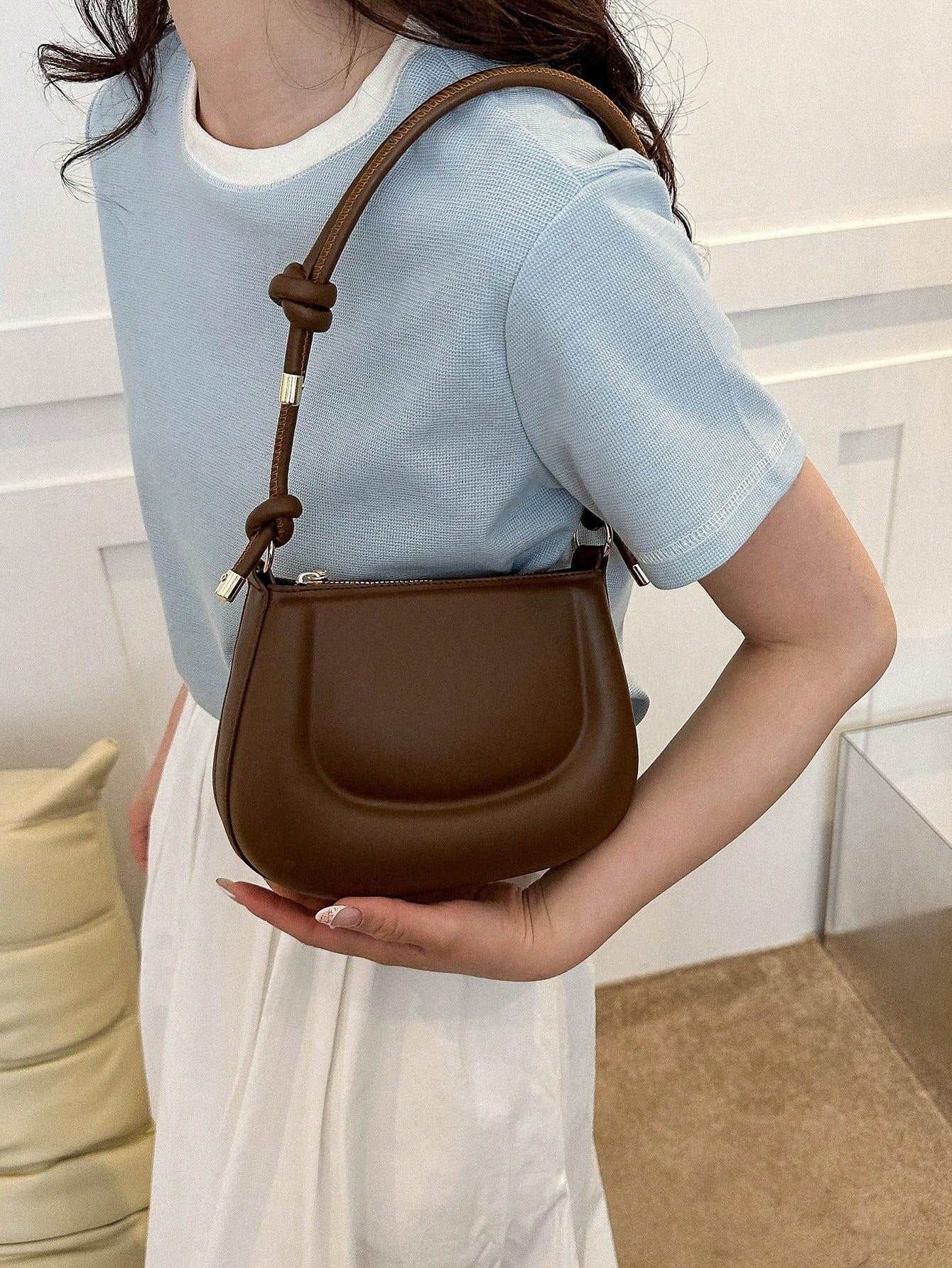 Mini Shoulder Bag Simple Solid Color Versatile Small Novelty Bag - Negative Apparel