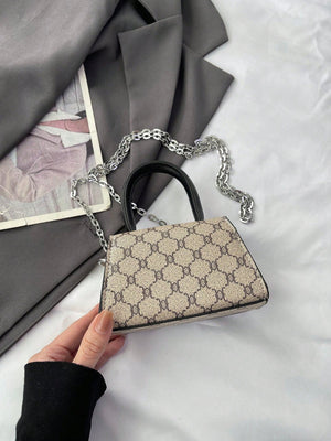 Mini Solid Color Chain Crossbody Bag With Bowknot Decoration For Lipstick - Negative Apparel