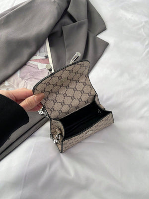 Mini Solid Color Chain Crossbody Bag With Bowknot Decoration For Lipstick - Negative Apparel