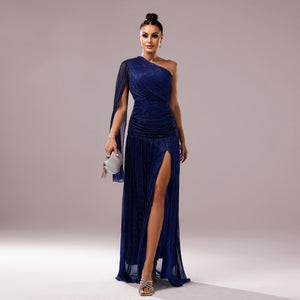 Missord Luxe | One - Shoulder Sequin Long - Sleeve Evening Dress - Negative Apparel