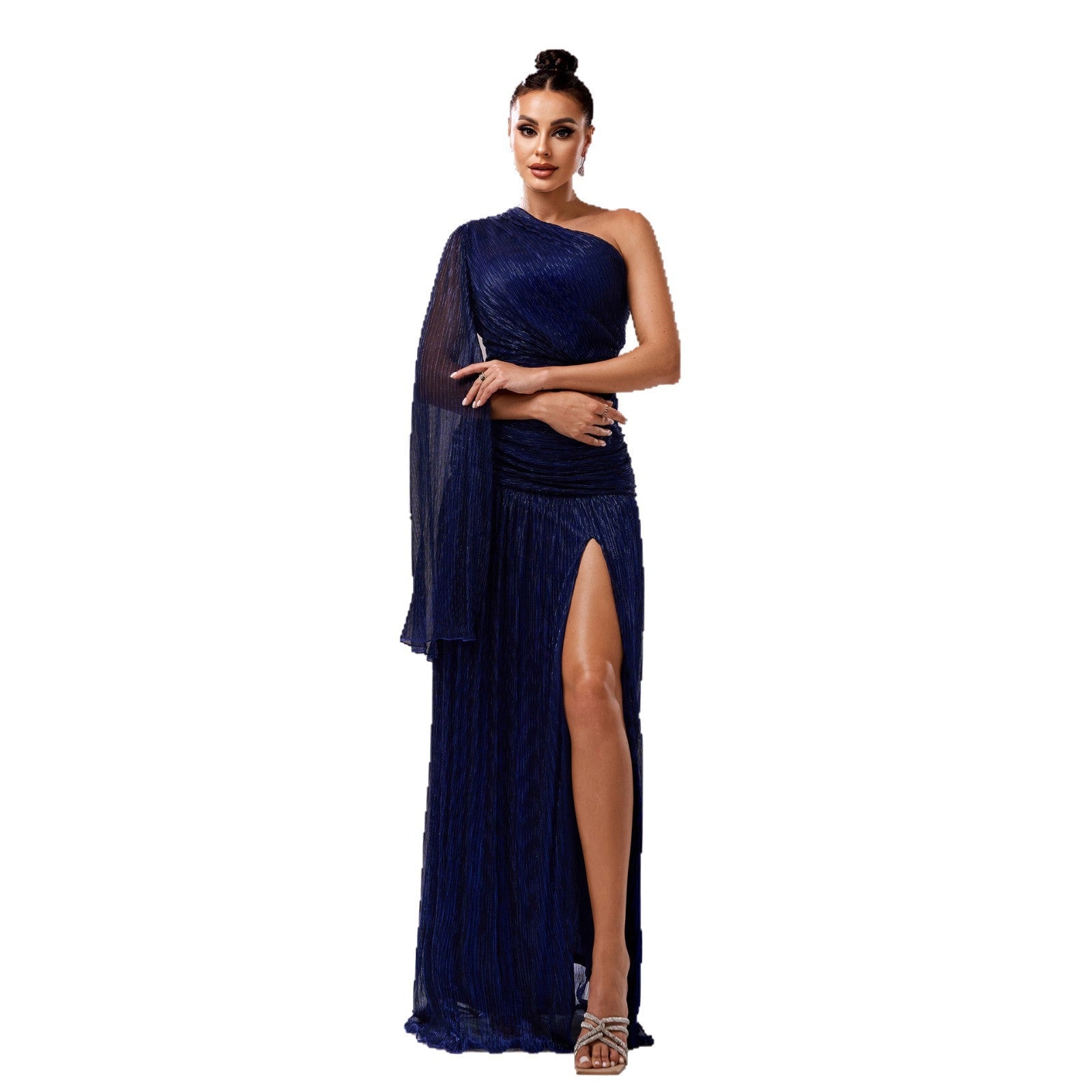 Missord Luxe | One - Shoulder Sequin Long - Sleeve Evening Dress - Negative Apparel