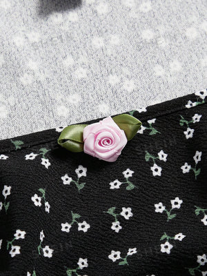 MOD Ladies' Floral Pattern Handkerchief Hem Camisole Top And Skirt Set - Negative Apparel