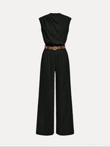 MOD Women's Brown Plaid Jumpsuit With Belt - Negative Apparel