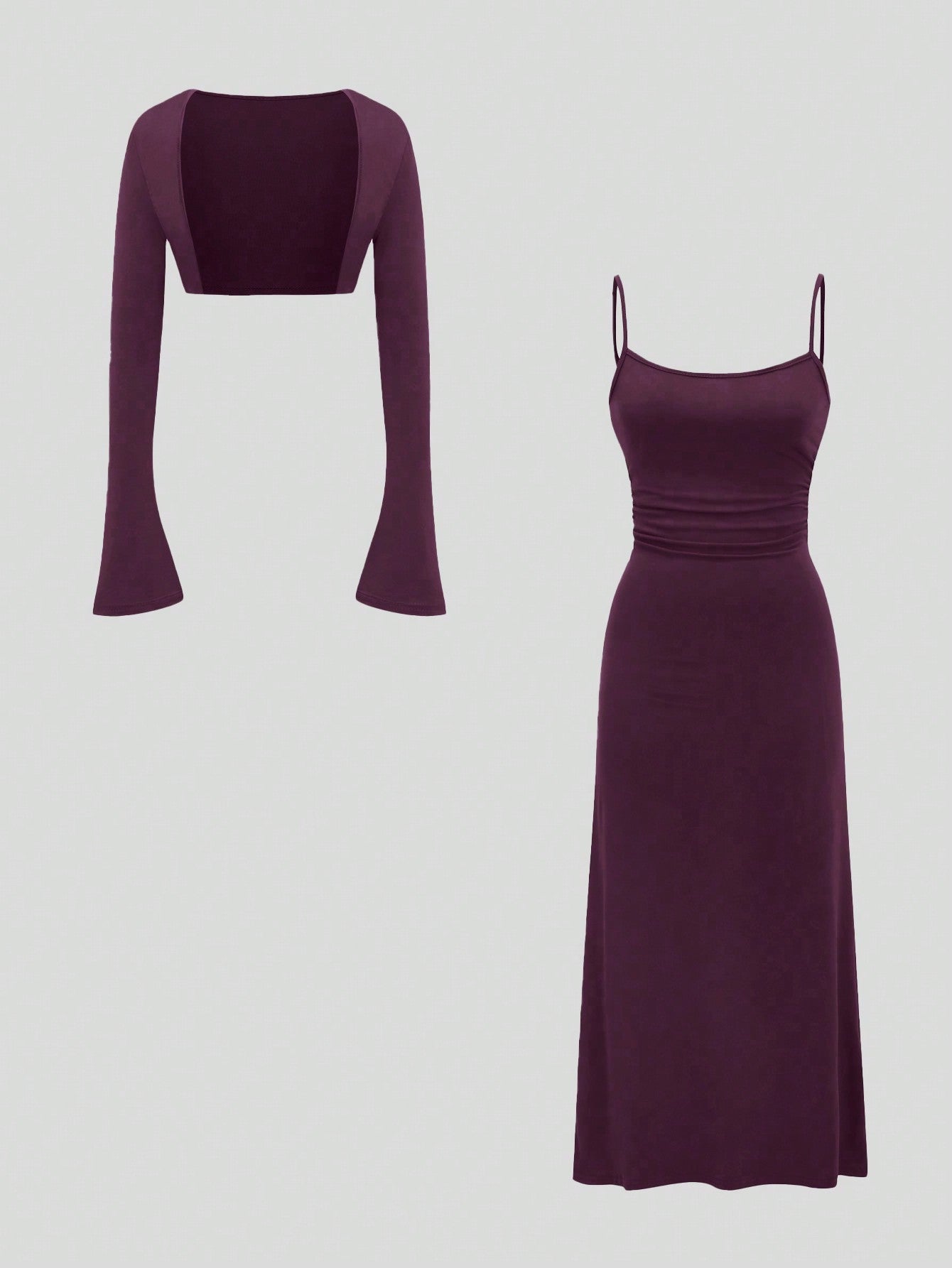 MOD Women's Plain Color Pleated Waist Cami Dress And Bell