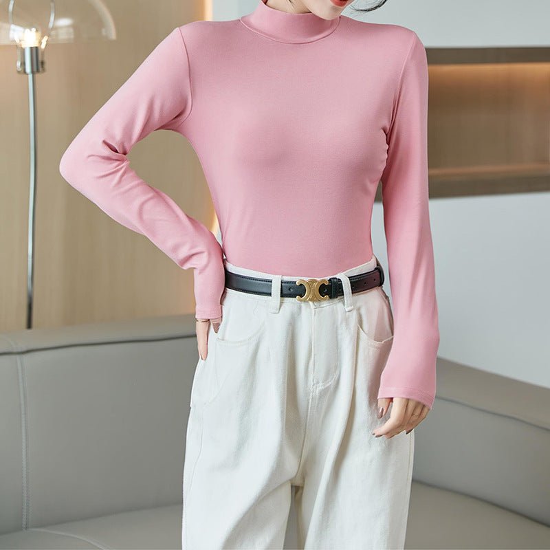 Modal half - high collar top for women, new spring style, slim - fitting long - sleeved T-shirt, slim protein bottoming shirt - Negative Apparel