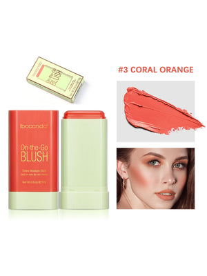 Moisturizing Blush Stick, Tinted Solid Moisturizer Stick For Cheek & Eyes & Lips #Coral Orange - Negative Apparel