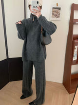 Moodi 86434 Women’s Wool Blend Casual Two - Piece Suit | Korean Style Winter Set - Negative Apparel