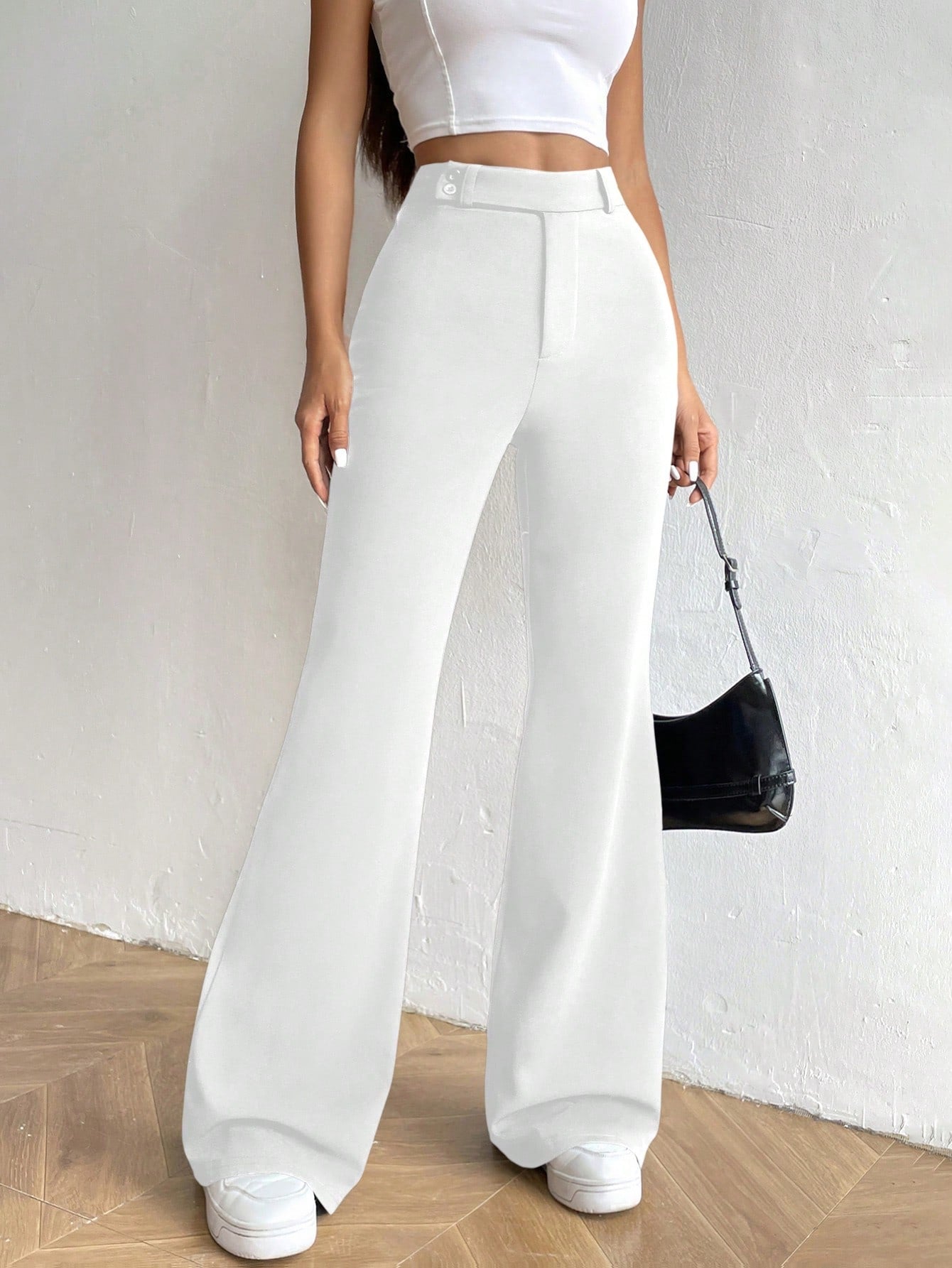 MOOSTA High Waist Flare Leg Pants - Negative Apparel MOOSTA High Waist Flare Leg Pants - Negative Apparel