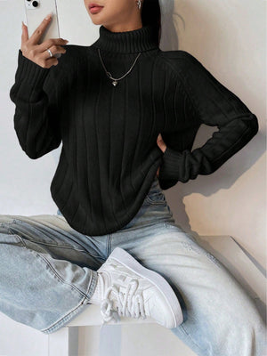 MOOSTA Turtle Neck Wide Ribbed Sweater - Negative Apparel