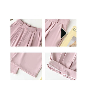 [Morgan silk fabric] grey mopping pants wide - leg pants children's spring and autumn thickened casual drooping straight - leg pants - Negative Apparel