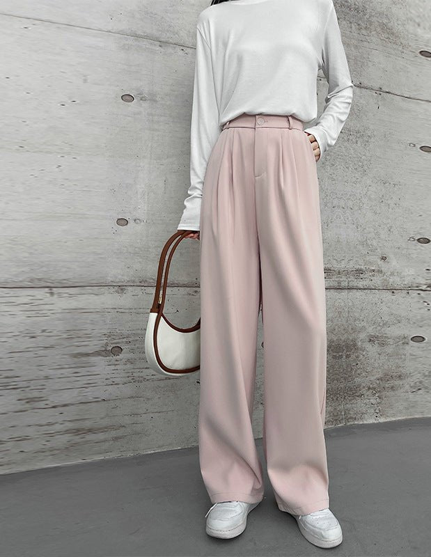[Morgan silk fabric] grey mopping pants wide - leg pants children's spring and autumn thickened casual drooping straight - leg pants - Negative Apparel
