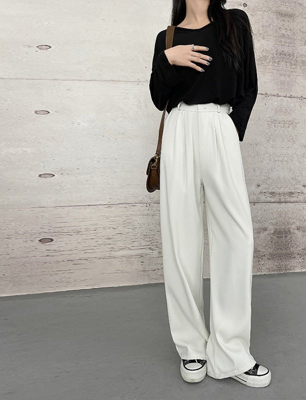 [Morgan silk fabric] grey mopping pants wide - leg pants children's spring and autumn thickened casual drooping straight - leg pants - Negative Apparel