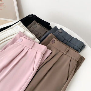 [Morgan silk fabric] grey mopping pants wide - leg pants children's spring and autumn thickened casual drooping straight - leg pants - Negative Apparel