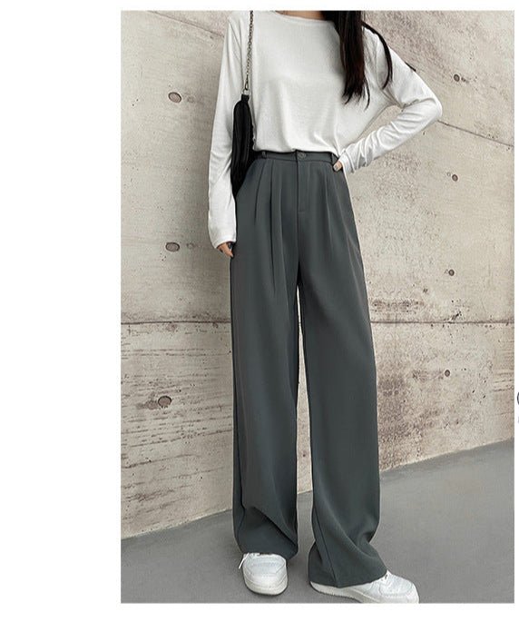 [Morgan silk fabric] grey mopping pants wide - leg pants children's spring and autumn thickened casual drooping straight - leg pants - Negative Apparel