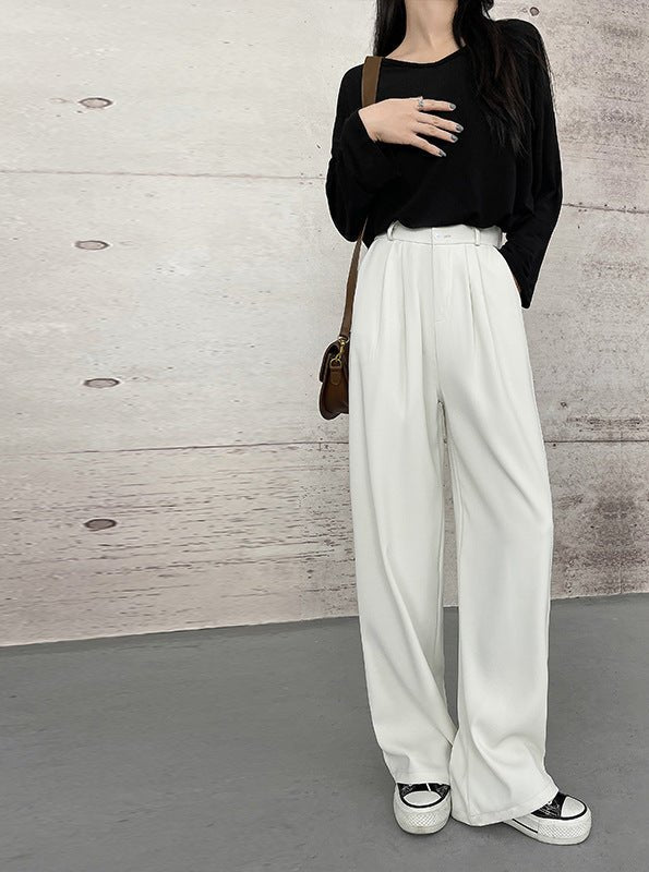 [Morgan silk fabric] grey mopping pants wide - leg pants children's spring and autumn thickened casual drooping straight - leg pants - Negative Apparel