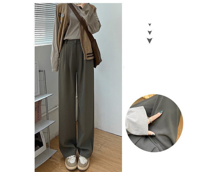 [Morgan silk fabric] grey mopping pants wide - leg pants children's spring and autumn thickened casual drooping straight - leg pants - Negative Apparel