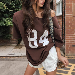 Multi - color letter printing T-shirt women's 2025 new sexy Spice Girls medium and long top women's summer spot - Negative Apparel